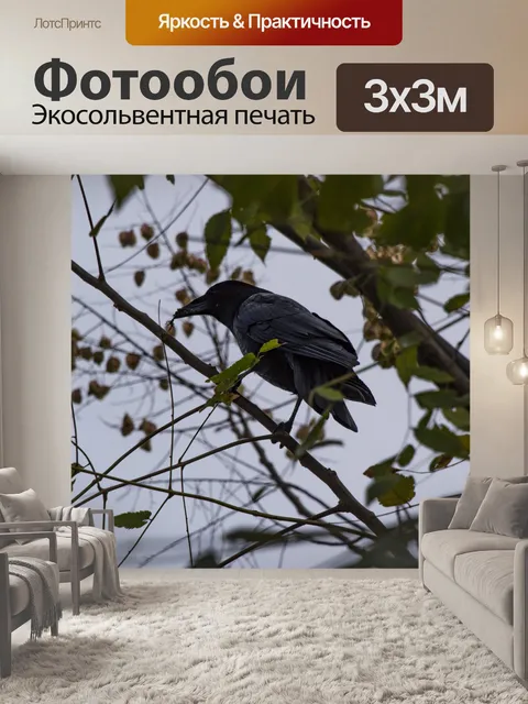 Фотообои Черная ворона на дереве