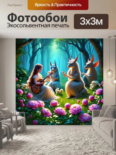 Фотообои пионы в стиле фэнтези