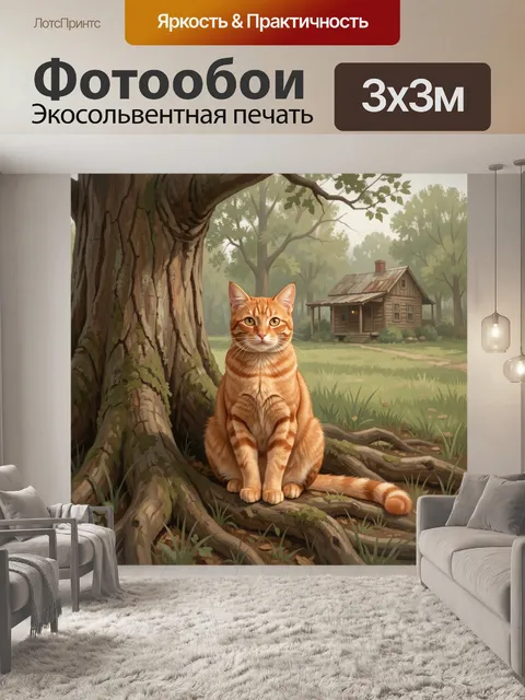 Фотообои Рыжий кот у старого дома