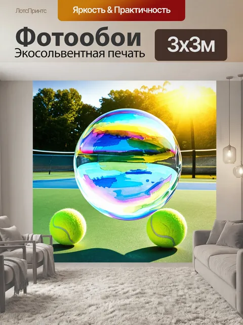 Фотообои на фоне корта для большого тенниса