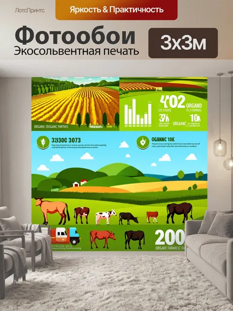 Фотообои пейзаж в стиле инфографический рисунок
