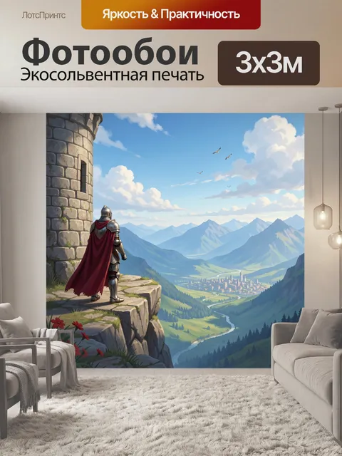 Фотообои Рыцарь на краю скалы