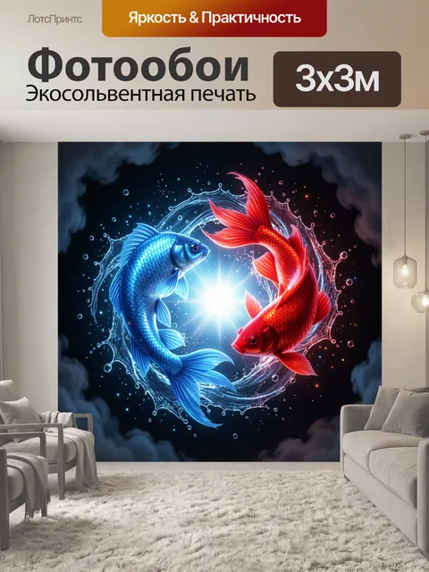 Фотообои Две декоративные рыбы кои