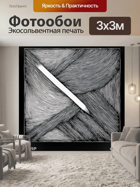 Фотообои дизайнерский рисунок с элементами минимализма, изображающий элегантные линии в черно-белом контрасте