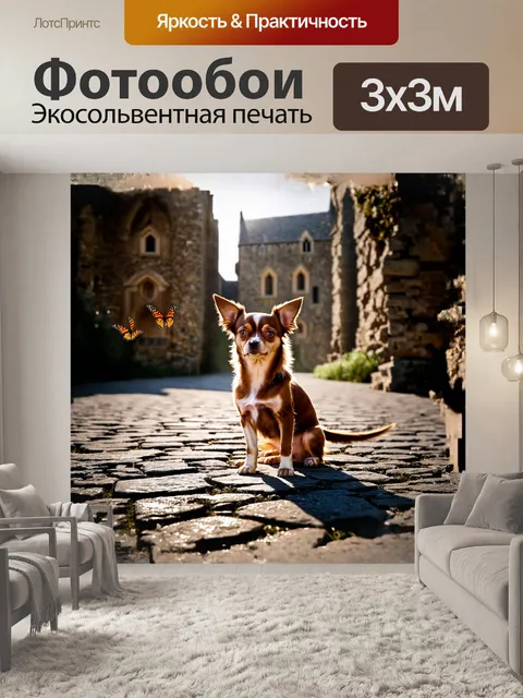 Фотообои в лучах утреннего солнца на фоне старинного каменного замка