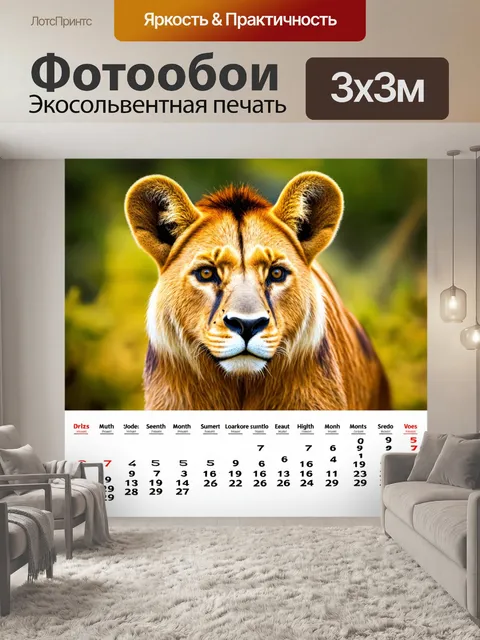 Фотообои календарь с фотографиями животных