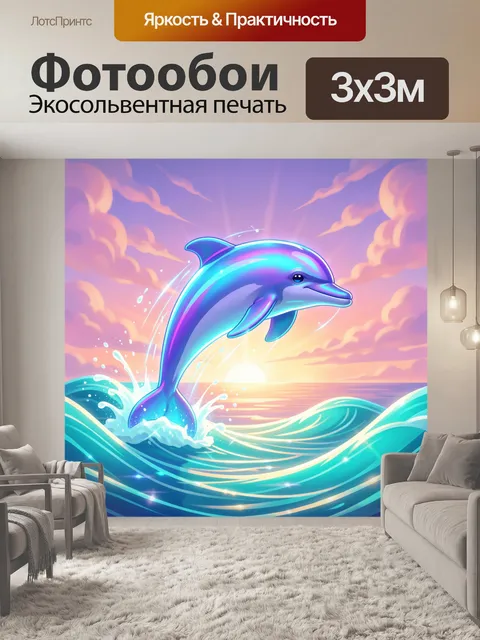 Фотообои Дельфин на закате в море
