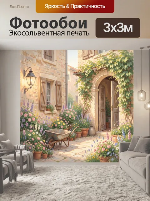 Фотообои Уютный дворик с цветущим садом