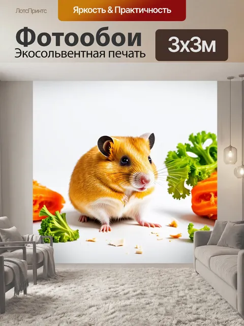 Фотообои стиль минимализма: золотой хомяк на белом фоне