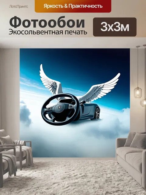 Фотообои спортивный руль в виде летящего птицы