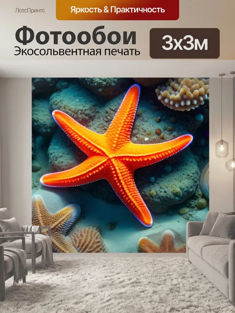 Фотообои яркие цветные морские звёзды на дне