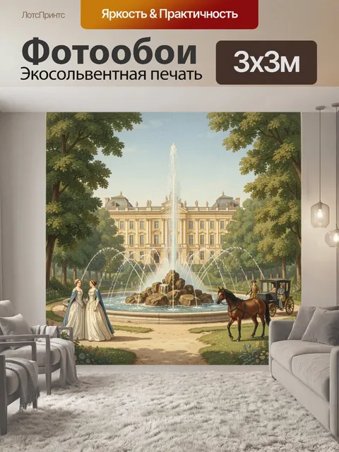 Фотообои Дворец с фонтаном и экипажем