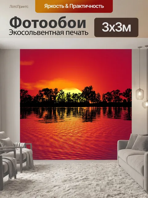 Фотообои Закат пейзаж деревья