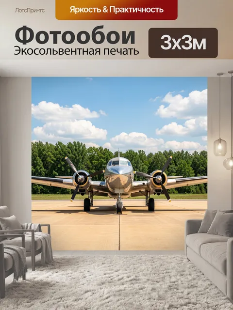 Фотообои Ретро самолет на взлетной полосе