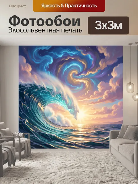 Фотообои Морская волна на закате