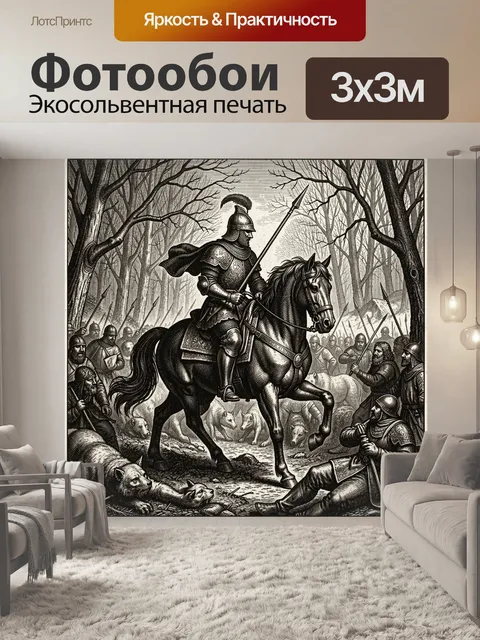 Фотообои Средневековый рыцарь в лесу