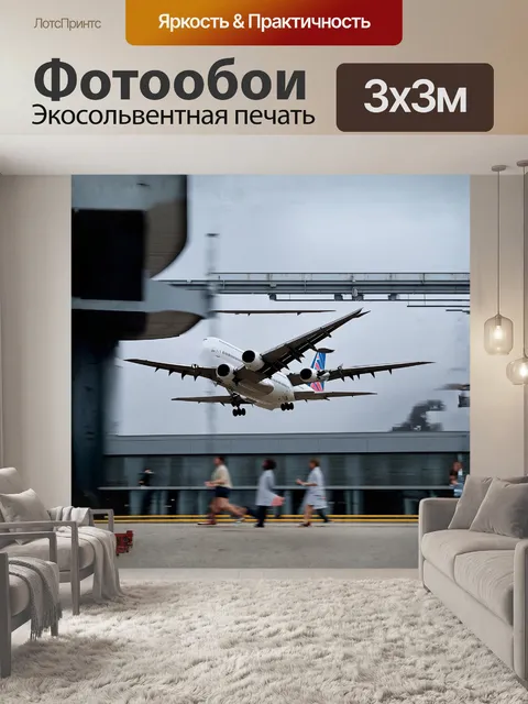 Фотообои пассажирский самолет в процессе взлета