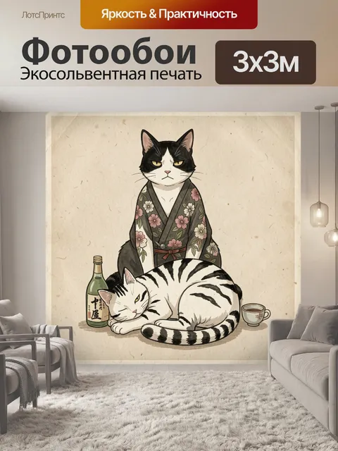 Фотообои Кошки в японском стиле