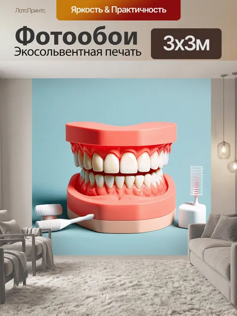 Фотообои изображение улыбающейся модели челюсти