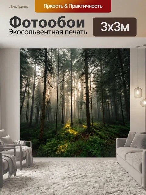 Фотообои туман в стиле кинематографический на фоне густого леса