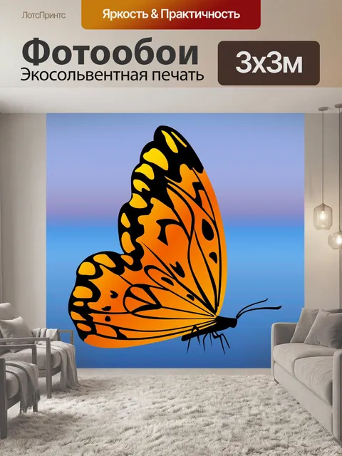 Фотообои оранжевая бабочка