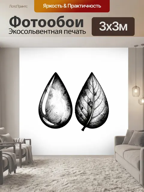 Фотообои Листья в монохромной графике