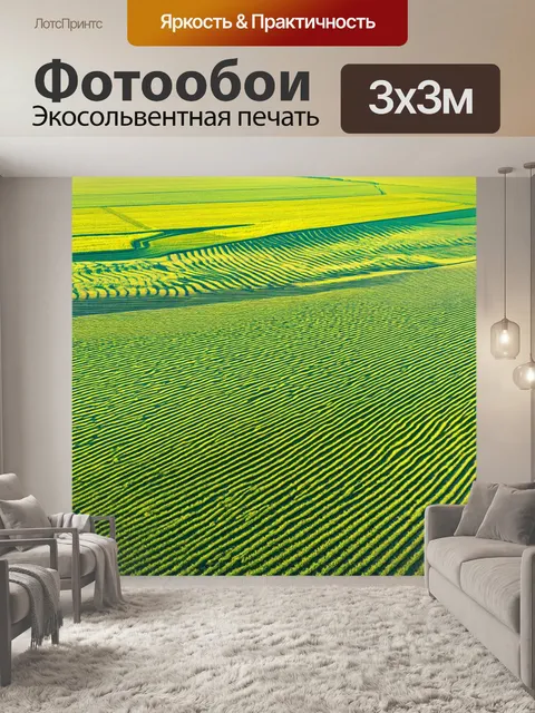 Фотообои пейзаж в стиле оп-арт, поле с волнистыми формами и светом, играющим на поверхности