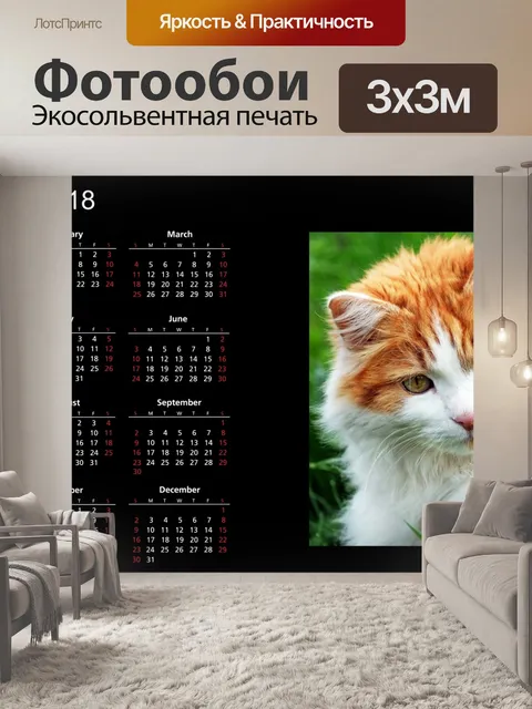 Фотообои Календарь 2018 Cat