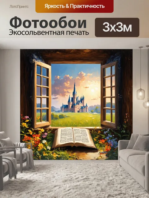 Фотообои пейзаж старого замка вдалеке в утреннем тумане