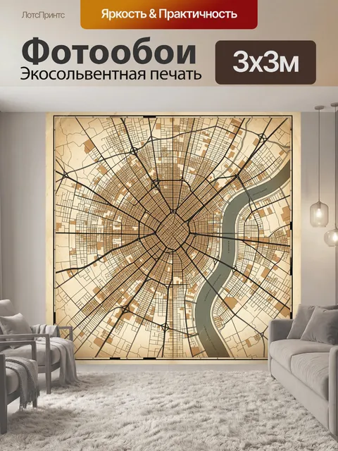 Фотообои Схематичная карта города с рекой