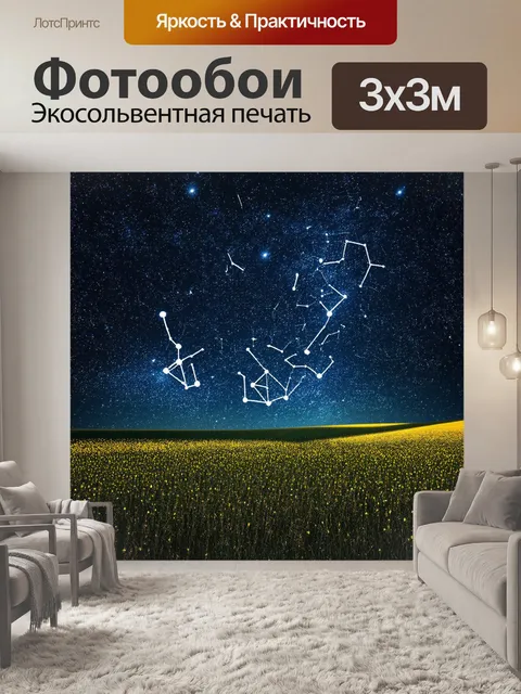 Фотообои поле, уставленное звездами, где каждое созвездие является символом историй и мифов