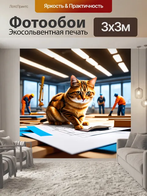 Фотообои кот по профессии архитектор