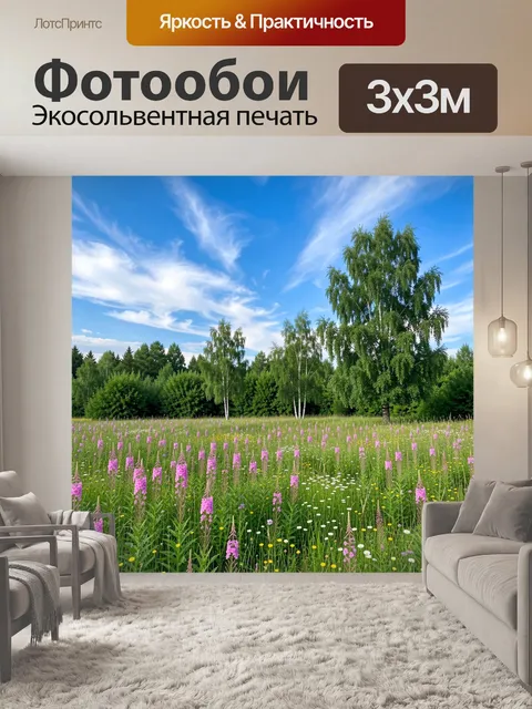 Фотообои Летний луг с березами
