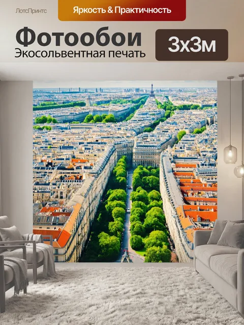 Фотообои панорама парижа с высоты птичьего полета