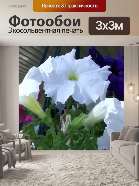 Фотообои розовый голубой белый цветы