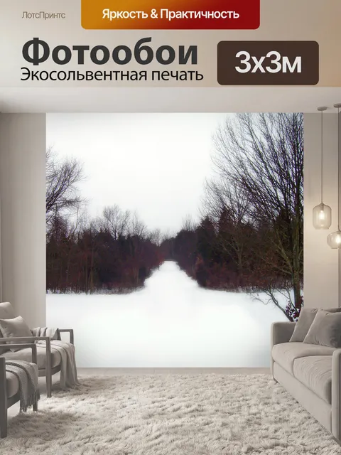 Фотообои Путь через лес в снегу