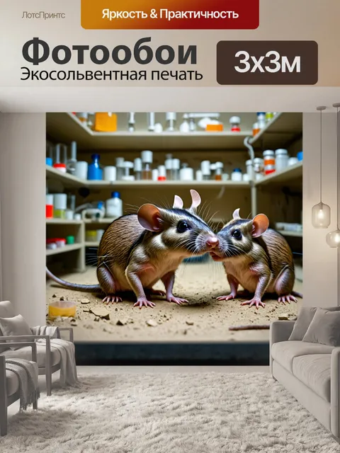 Фотообои животные в стиле гранж, с изображением крыс, исследующих покинутые лаборатории, полные научного оборудования