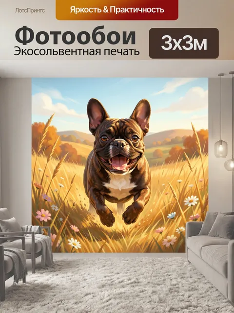 Фотообои Веселый щенок на лугу