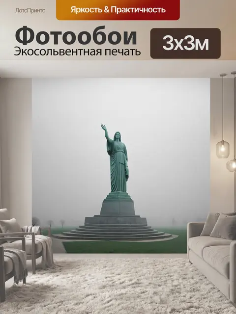 Фотообои туманное утро в сложенном сталинграде: статуя "родина-мать" теряется в легком тумане