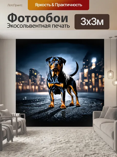 Фотообои чистокровный ротвейлер стоит в абразивном