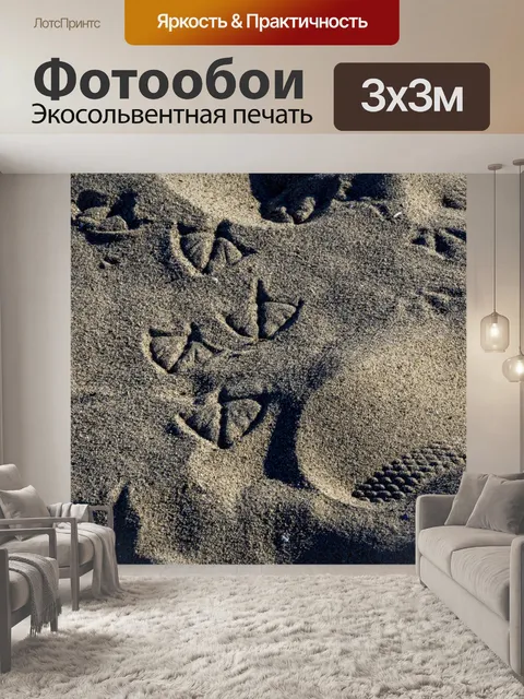Фотообои Следы птиц в песке