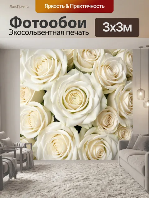 Фотообои Букет белых роз крупным планом