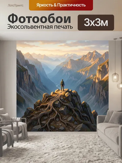 Фотообои Путешественник над горной долиной