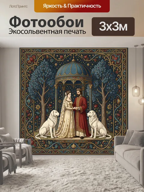 Фотообои Королевская пара с белыми львами