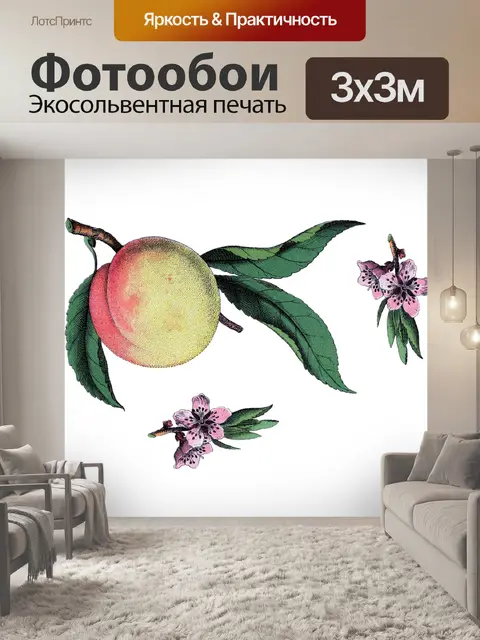 Фотообои Персиковый фрукт винтажное искусство