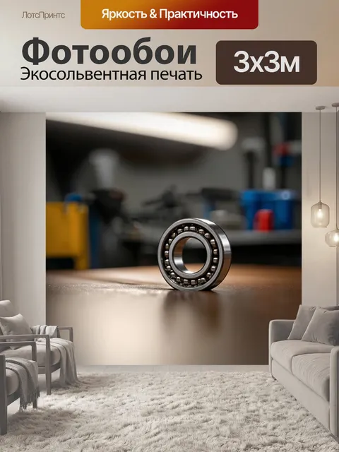 Фотообои макросъемка подшипника с видимыми деталями, игра света на его гладкой поверхности