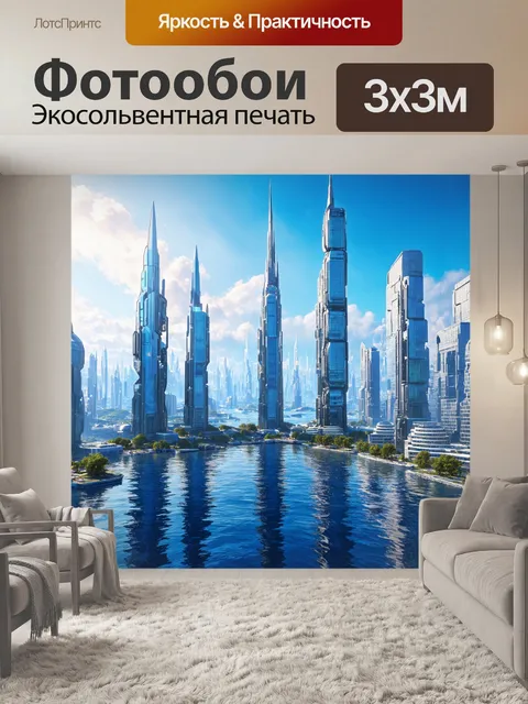Фотообои футуристический город на воде