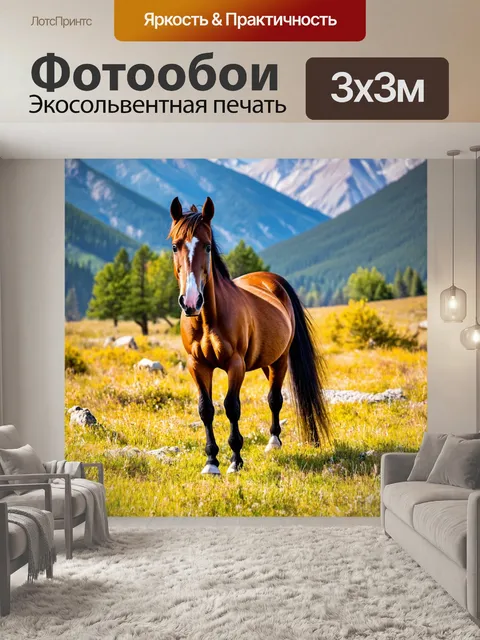 Фотообои дикая лошадь в горах