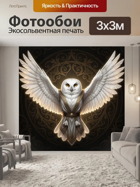 Фотообои Белая сова с расправленными крыльями