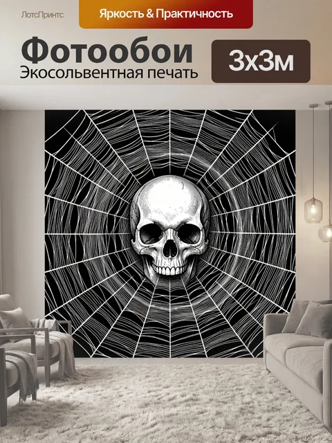 Фотообои Череп в паутине линий
